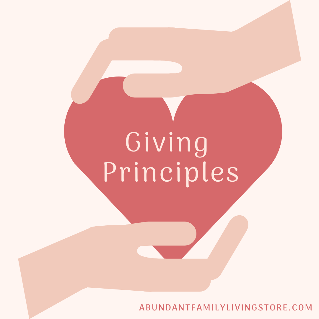 Blog Post Image, a Heart Held Between Two Hands with Text, Giving Principles
